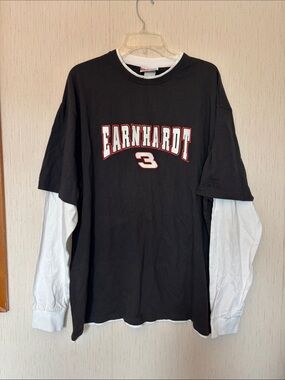 Dale Earnhardt 2 Layered-Look Long Sleeve Shirt - Black/White
